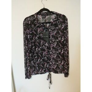 A Love Story Peasant Blouse Women's L Floral Semi Sheer‎ Boho NWT